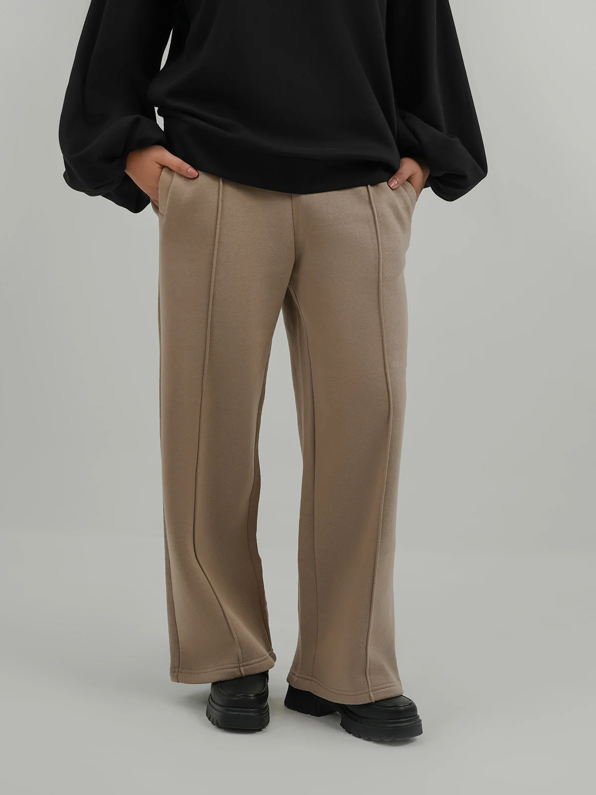 "ATSUSHI" Relaxed Fit Fleece Basic Trouser