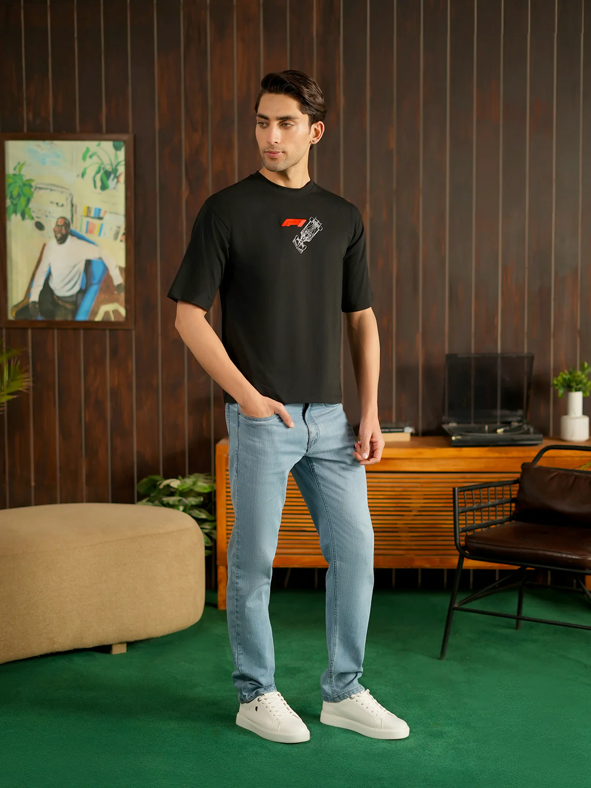 "AXTON" Graphic Drop Shoulder T-Shirt - Image 3