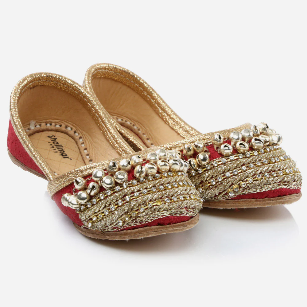 Baby Infants Metallic Detailing Traditional Indian Handmade Leather Khussa Jutti Mojari Children Pumps Shoes Size 1-10 UK Child - Image 2
