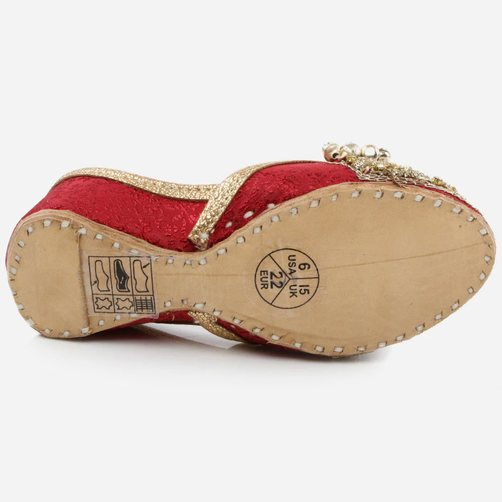 Baby Infants Metallic Detailing Traditional Indian Handmade Leather Khussa Jutti Mojari Children Pumps Shoes Size 1-10 UK Child - Image 5