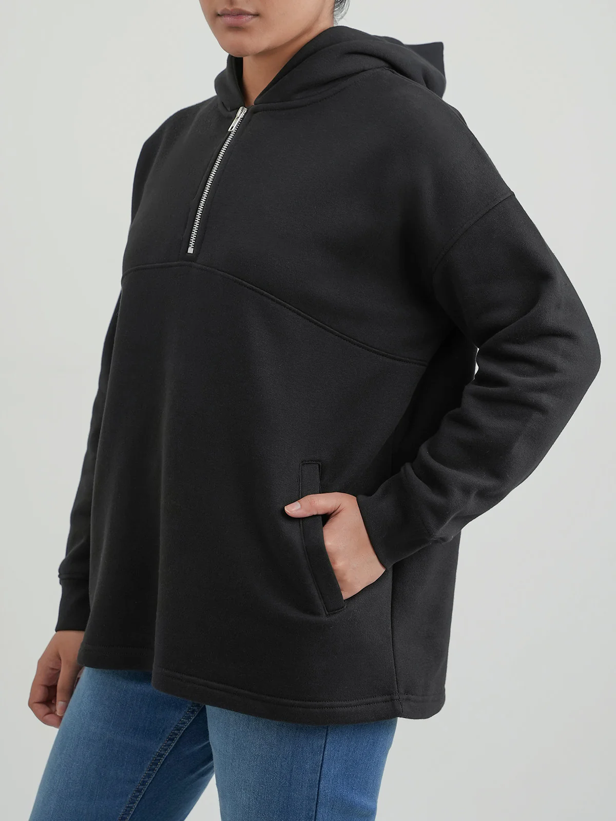 "CHEREE" Classic Textured Fleece Hoodie - Image 4