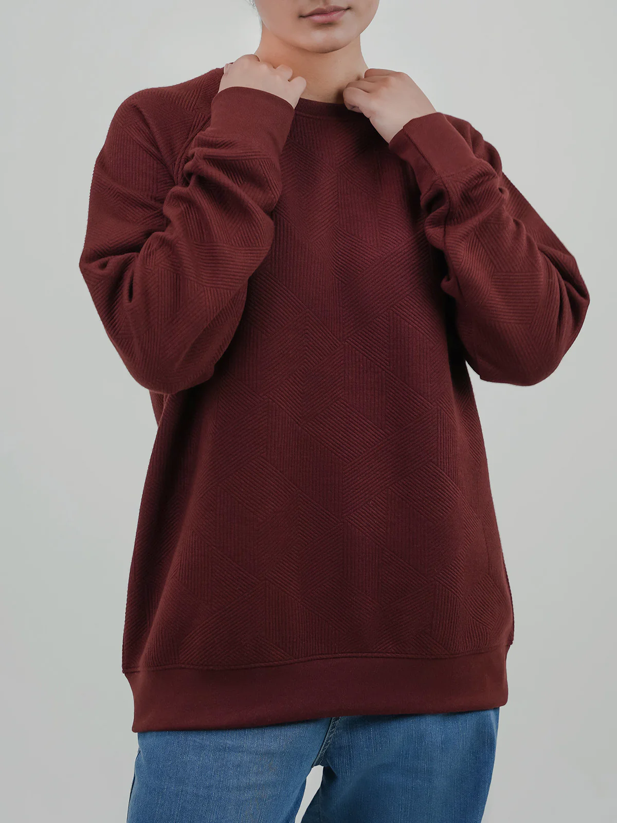 "DEMETER" Textured Fleece Sweatshirt - Image 3