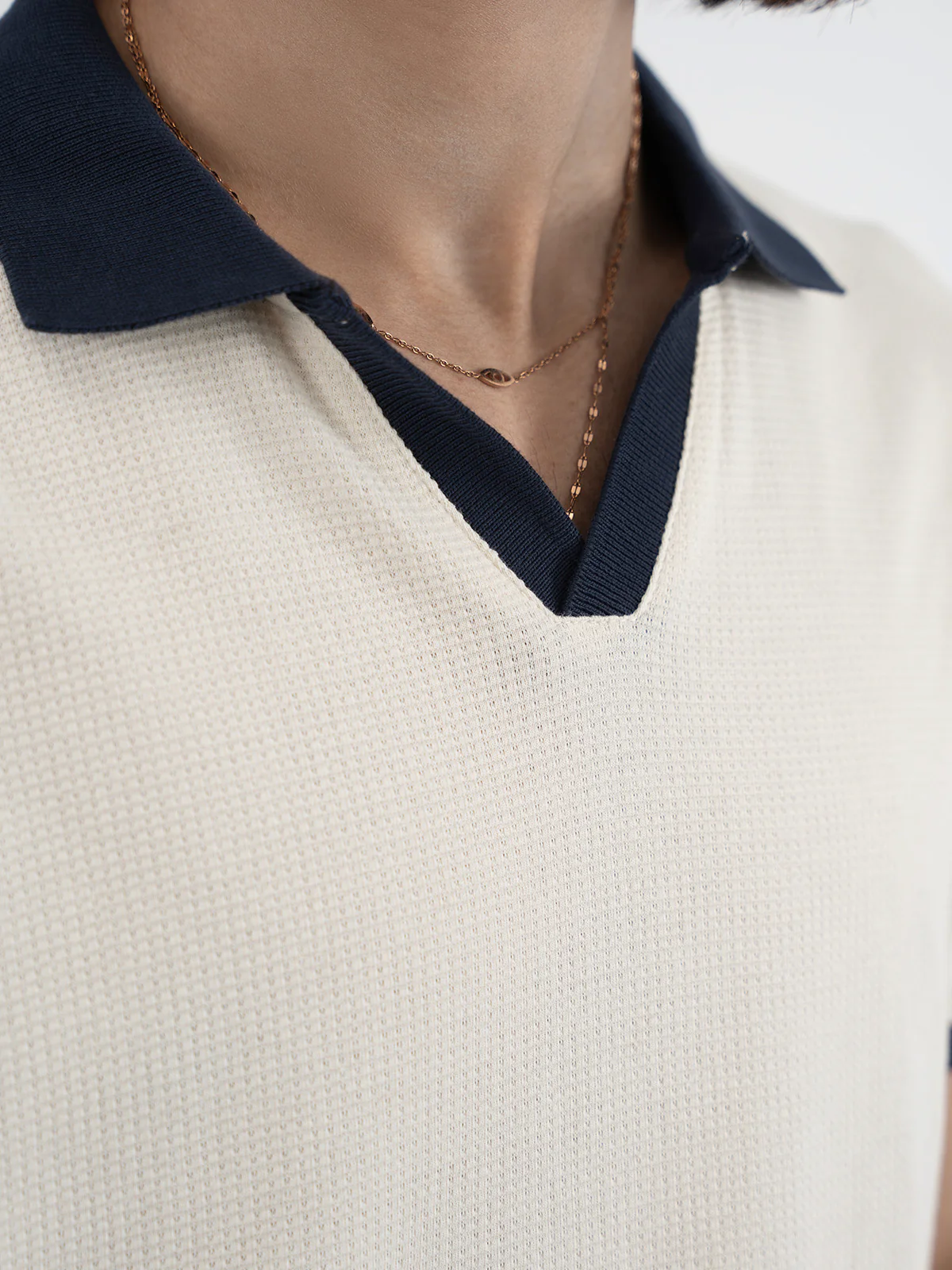 "DITYA" Drop Shoulder Jacquard Polo Shirt - Image 3