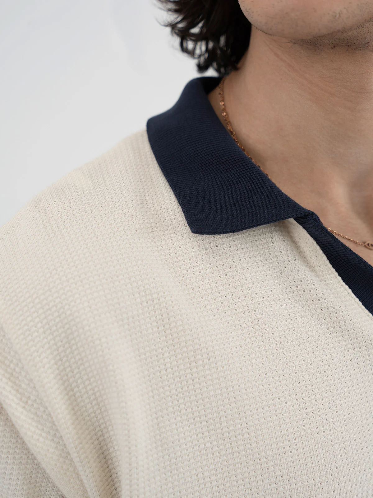 "DITYA" Drop Shoulder Jacquard Polo Shirt - Image 4