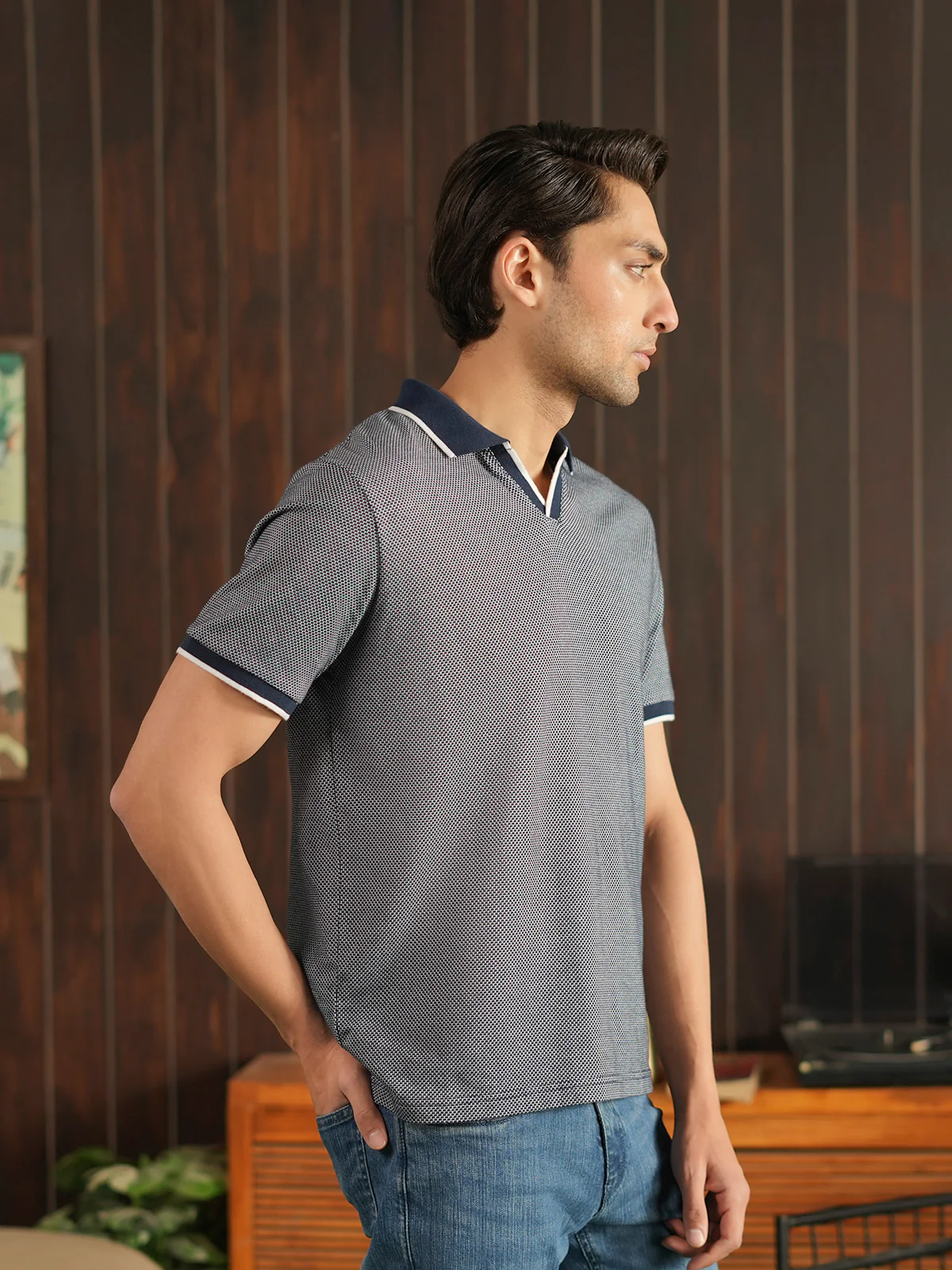 "ELISE" Regular Textured Pique Polo Shirt