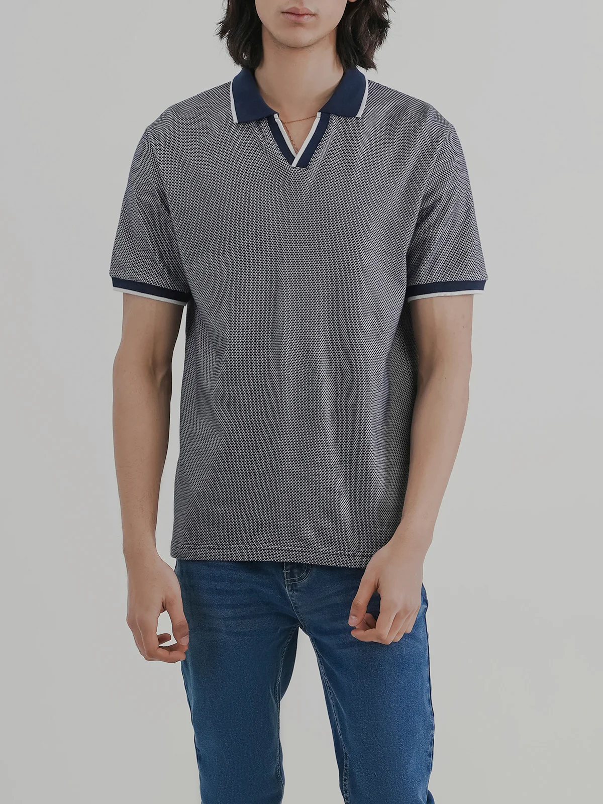 "ELISE" Regular Textured Pique Polo Shirt - Image 2