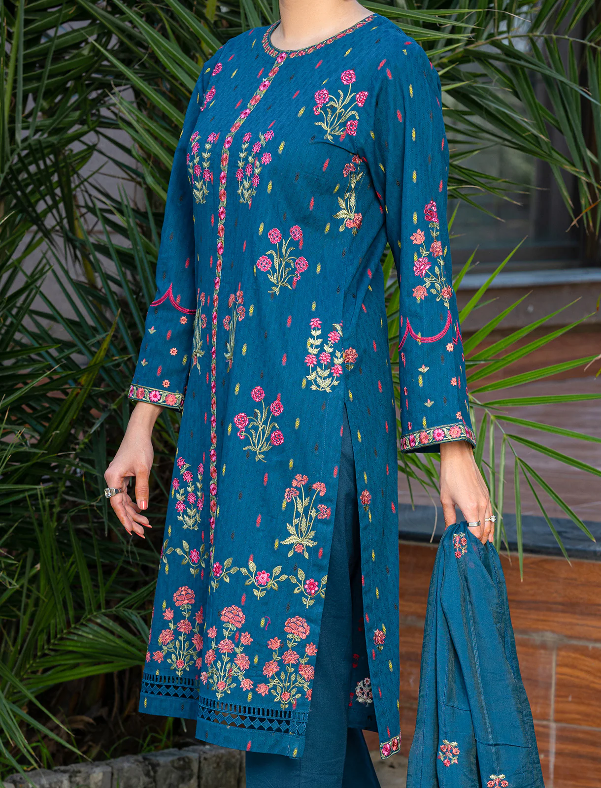 "ENFLEDA" Embroidered Dobby Two Piece Suit - Image 2
