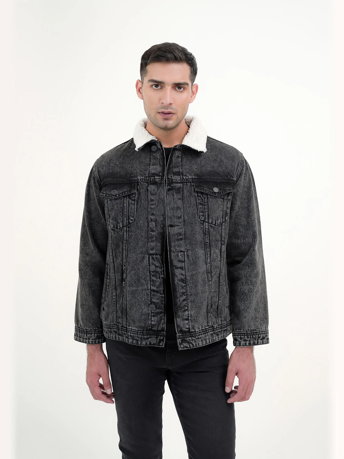"FLORAS" Casual Sherpa Lining Denim Jacket - Image 2