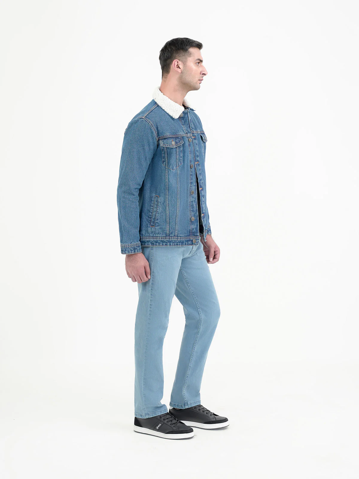 "FLORAS" Casual Sherpa Lining Denim Jacket - Image 3
