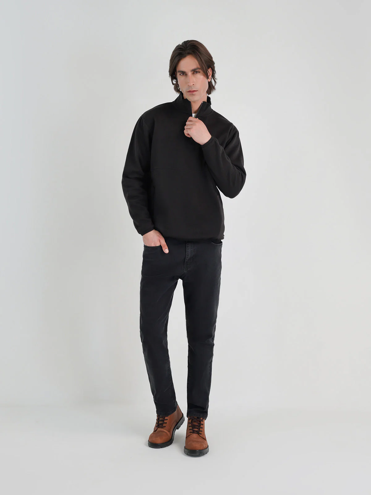"GANIX" Casual Mock Neck Sweatshirt