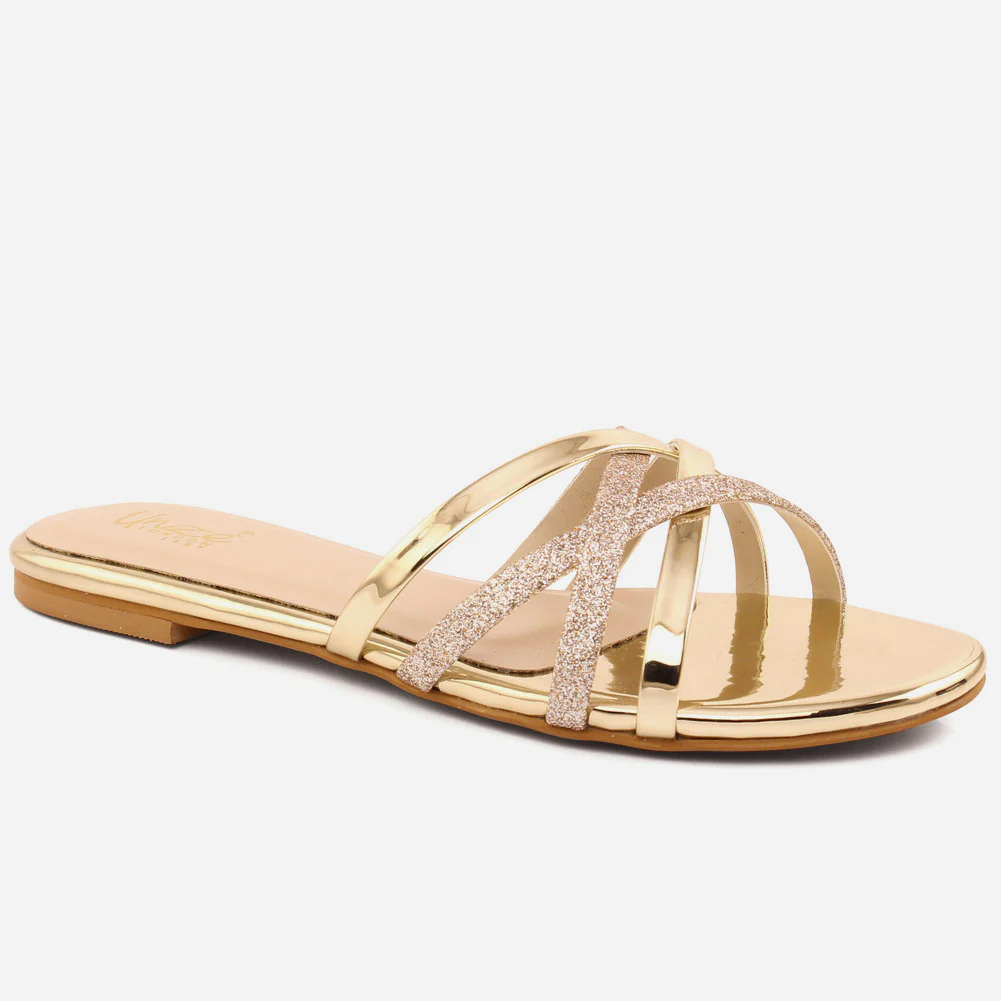 Girl’s "TIANA" Cross Straps Glittery Slippers