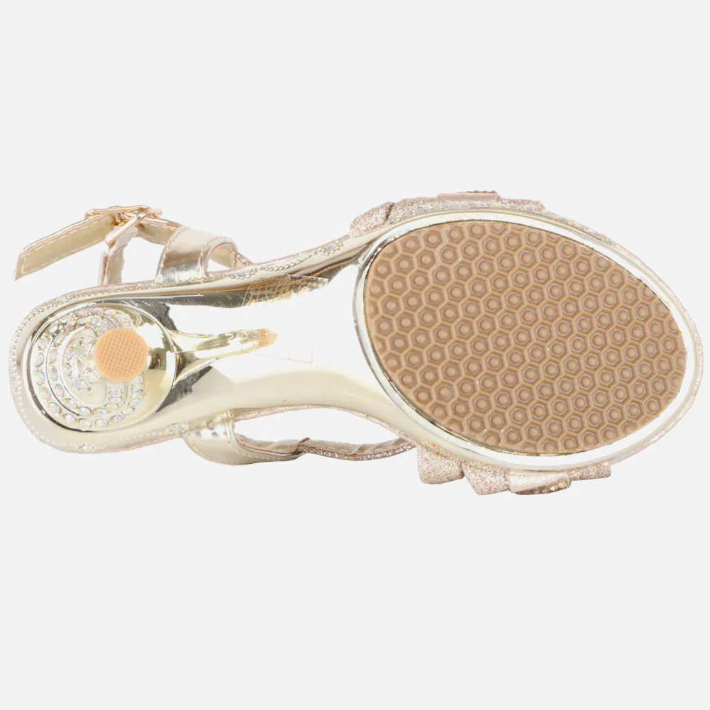 Girl's "OLIVIA" Cute Adorable Strappy Glitter Heel Sandals - Image 5