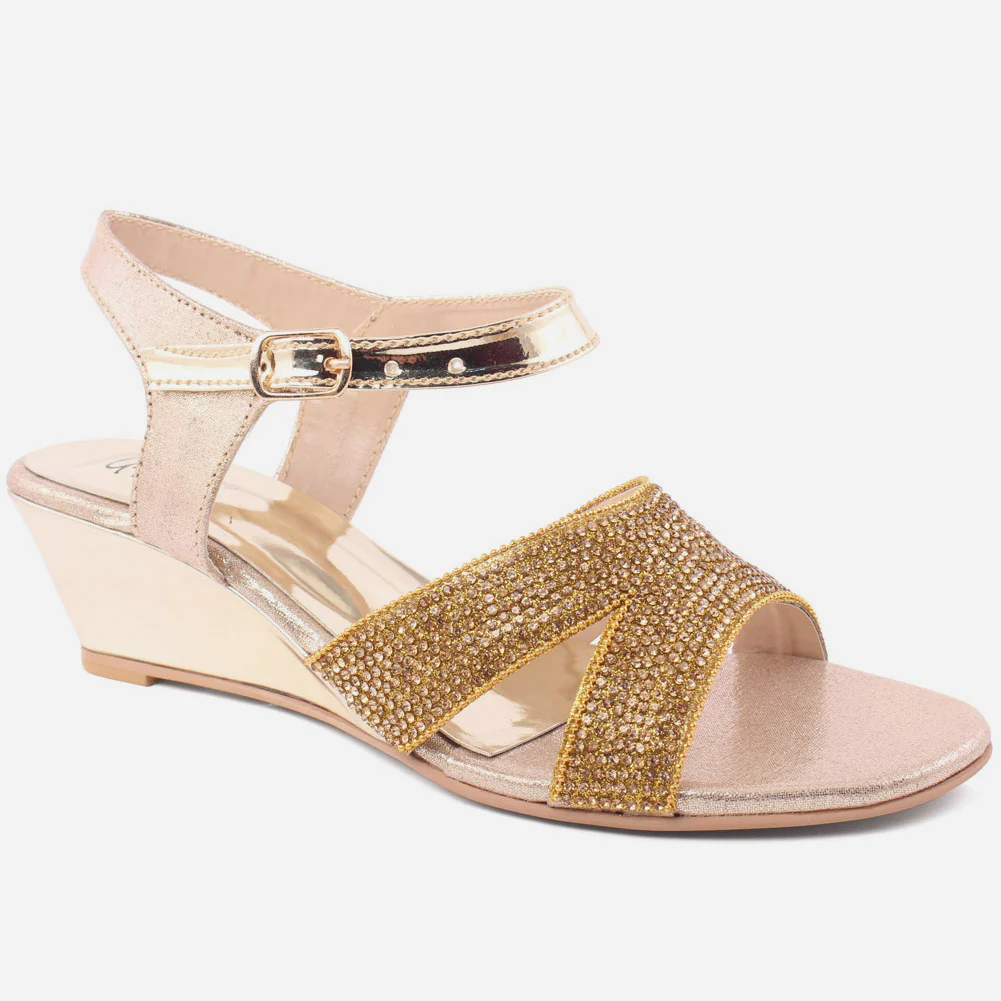 Grils"Jeena"Low heel sparkle Sandals