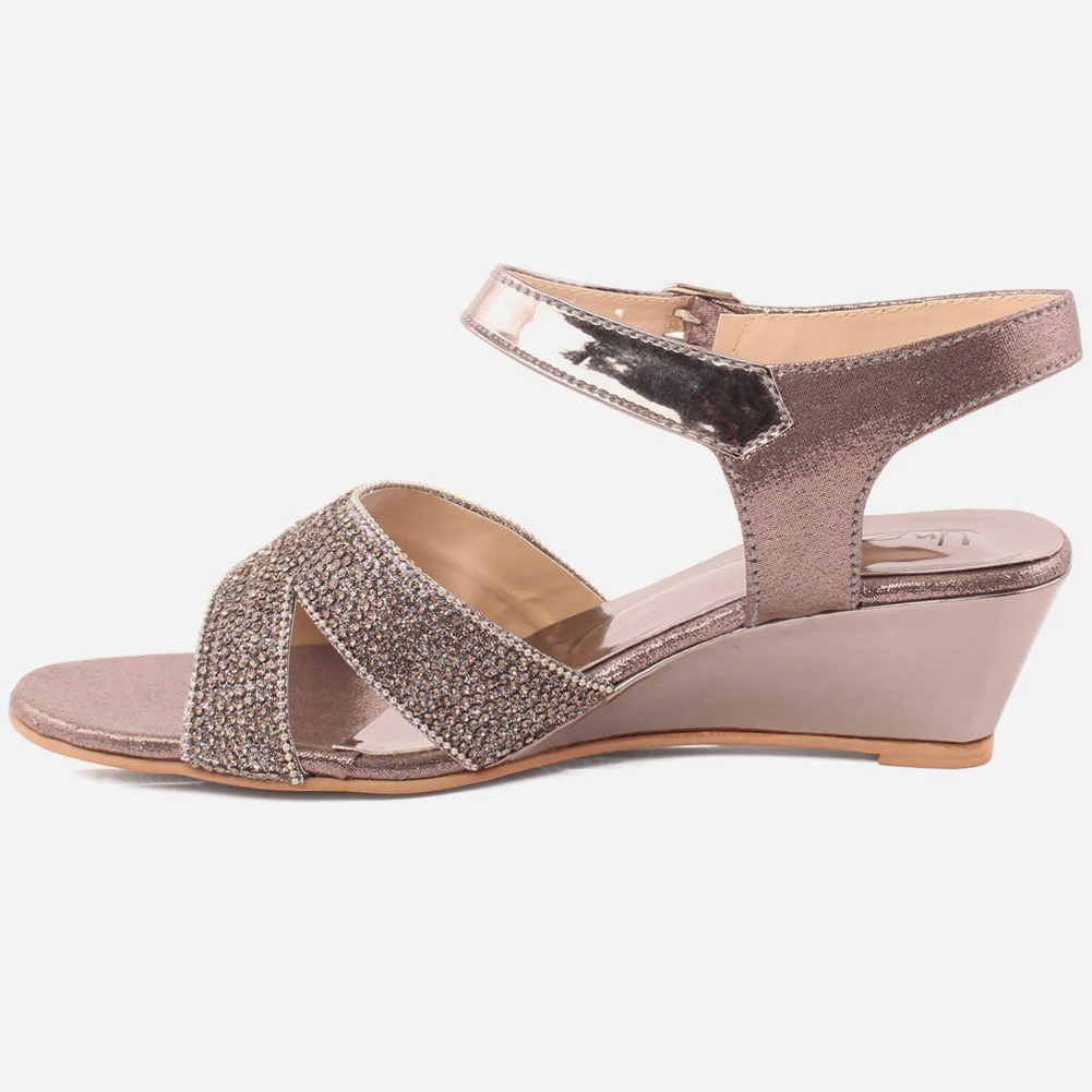 Grils"Jeena"Low heel sparkle Sandals - Image 3