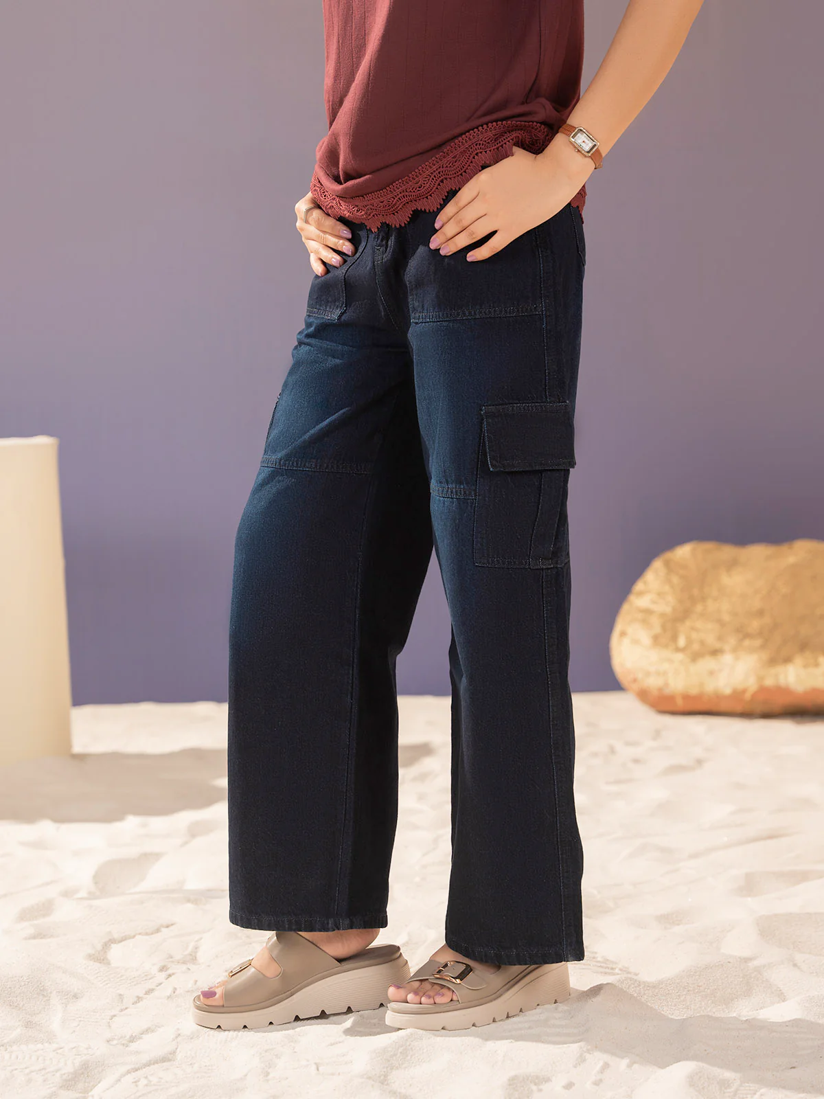 "HECTO" Cargo Fit Denim Pant