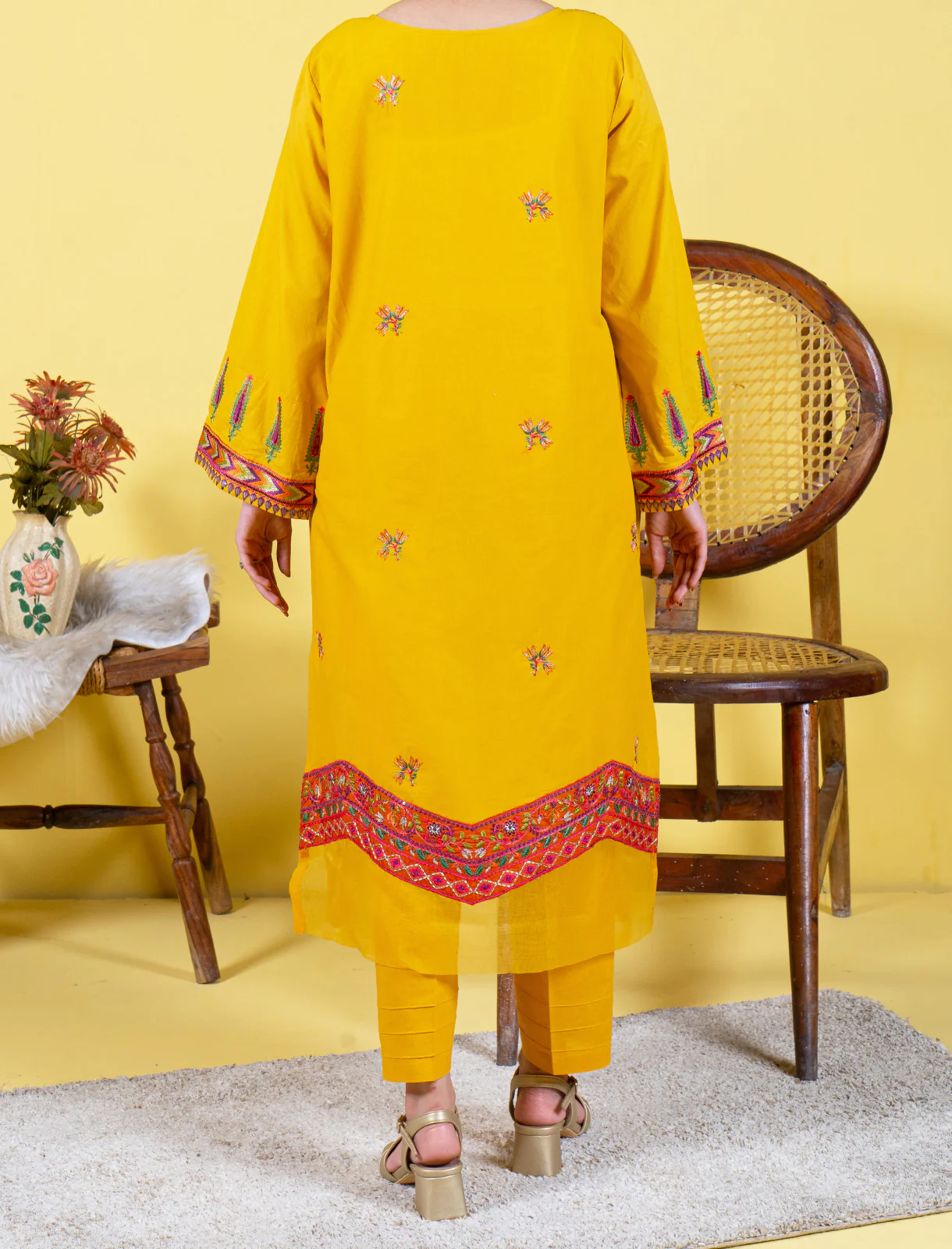 "JOHANA" Stitched Embroidered Two Piece Suit - Image 3