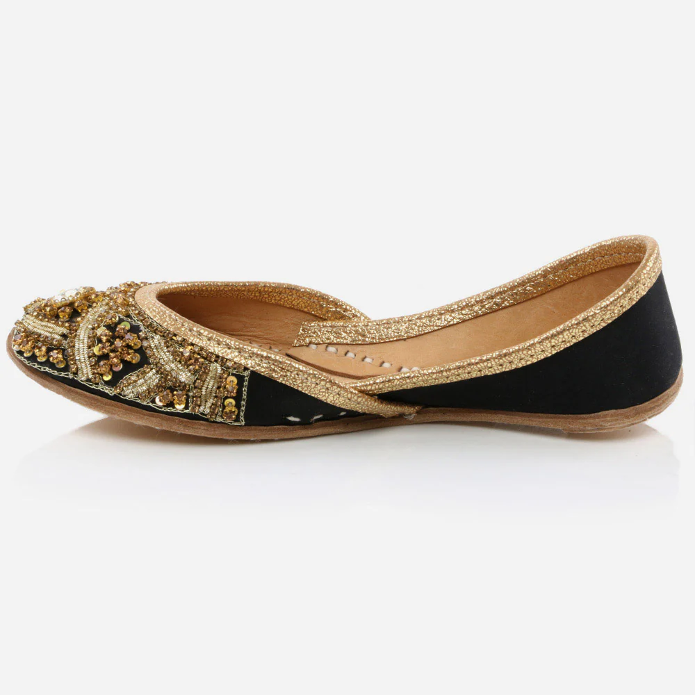 Kids Girls Fancy Evening Wear Indian Handmade Shoes Leather Khussa Juti Mojari Children Flat Slip-ons Sizes 11 UK – 5 UK - Image 3