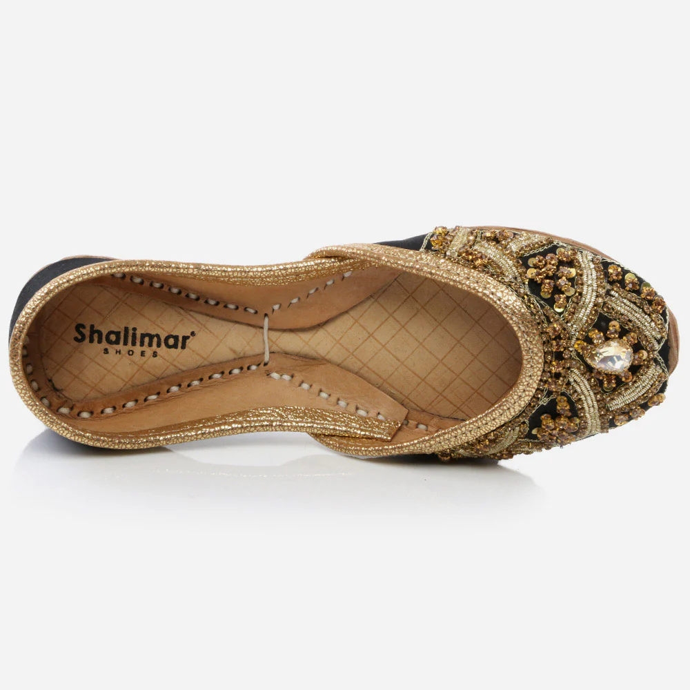 Kids Girls Fancy Evening Wear Indian Handmade Shoes Leather Khussa Juti Mojari Children Flat Slip-ons Sizes 11 UK – 5 UK - Image 4