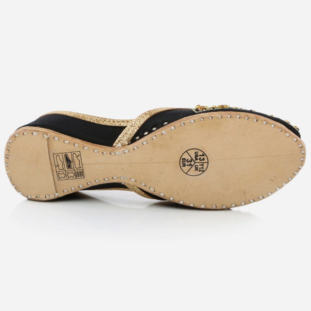 Kids Girls Fancy Evening Wear Indian Handmade Shoes Leather Khussa Juti Mojari Children Flat Slip-ons Sizes 11 UK – 5 UK - Image 5
