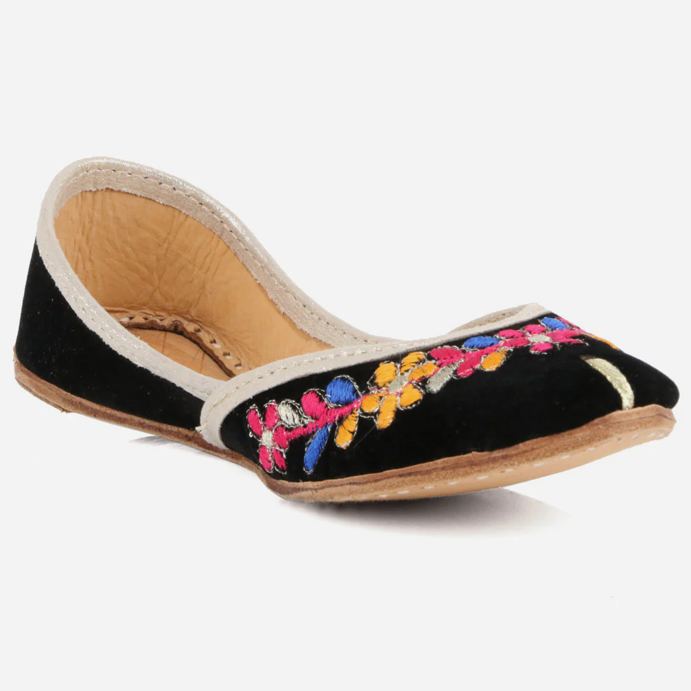 Kids Girls Floral Embriodery Work Traditional Indian Handmade Leather Khussa Jutti Mojari Children Pumps Shoes Size 11-5 UK Child