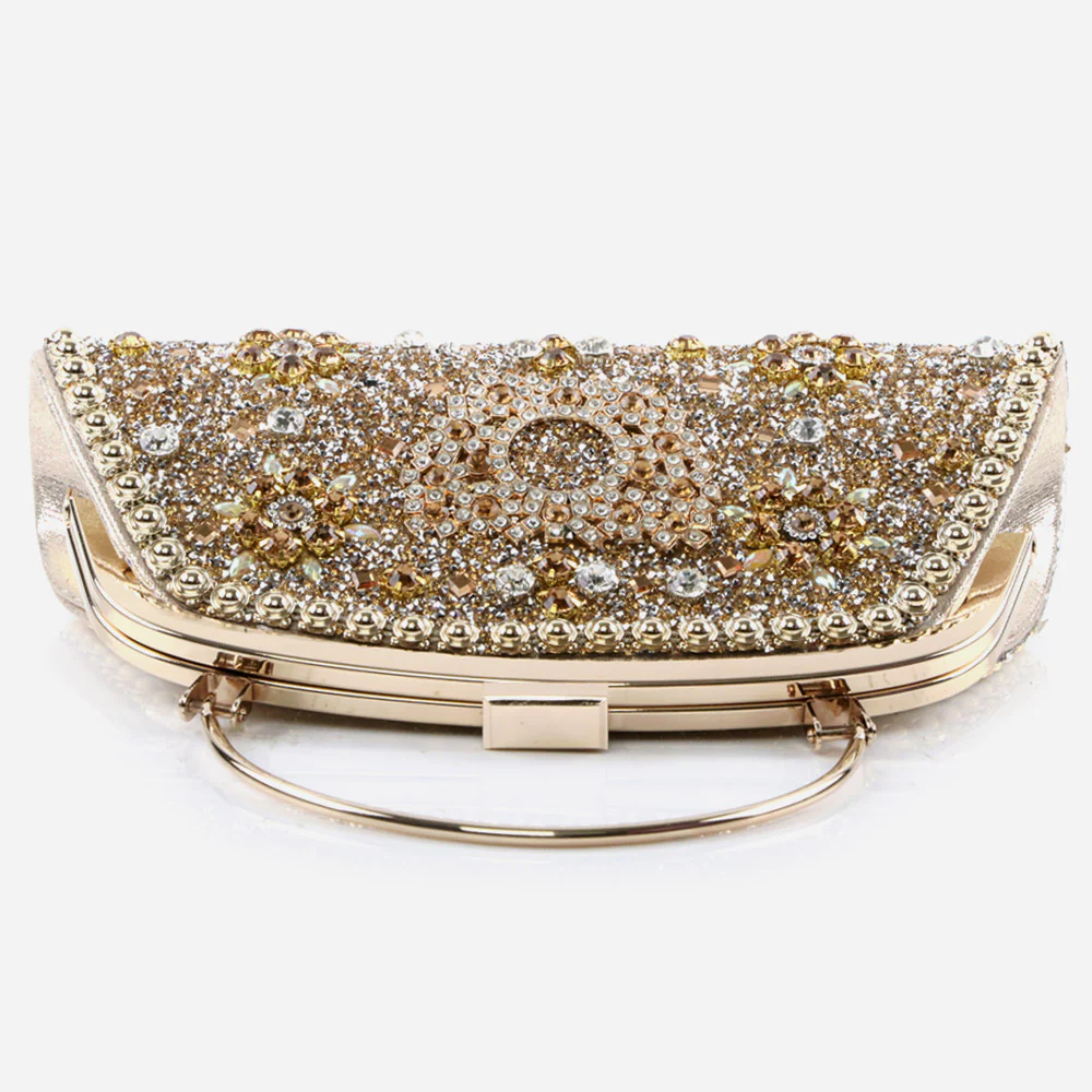 Ladies Bridal Bags Handmade Embellished Diamante Encrusted Metal Framing with Metallic Handle Best Gift for Her - Image 2
