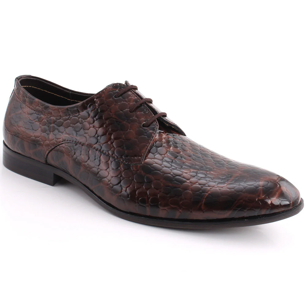 Men “ABNER” Glossy Designed Round Toe Printed Formal Shoes