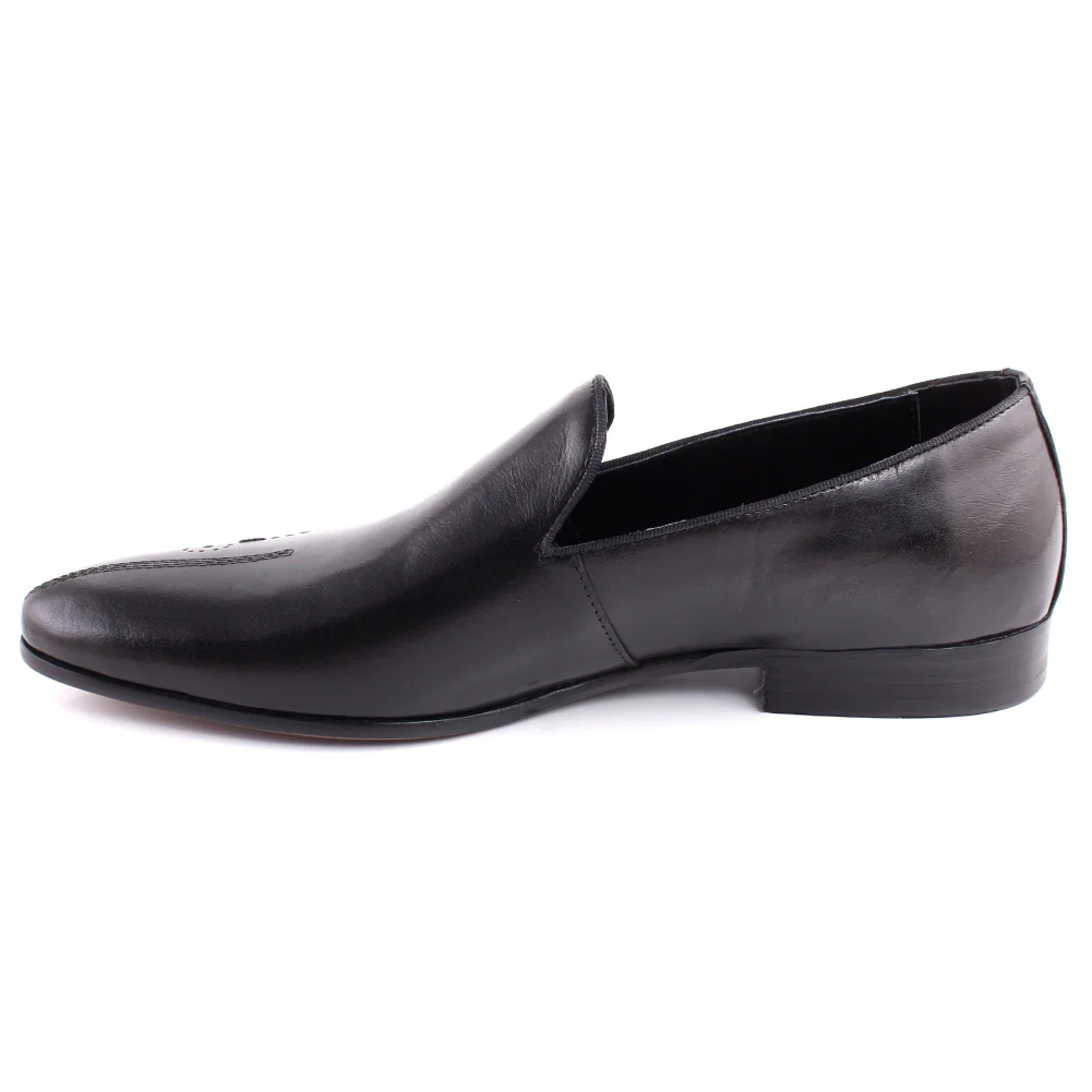 Men “ALDRICH”  Cap Toe Perforated Design Slip On Loafer Shoes - Image 3