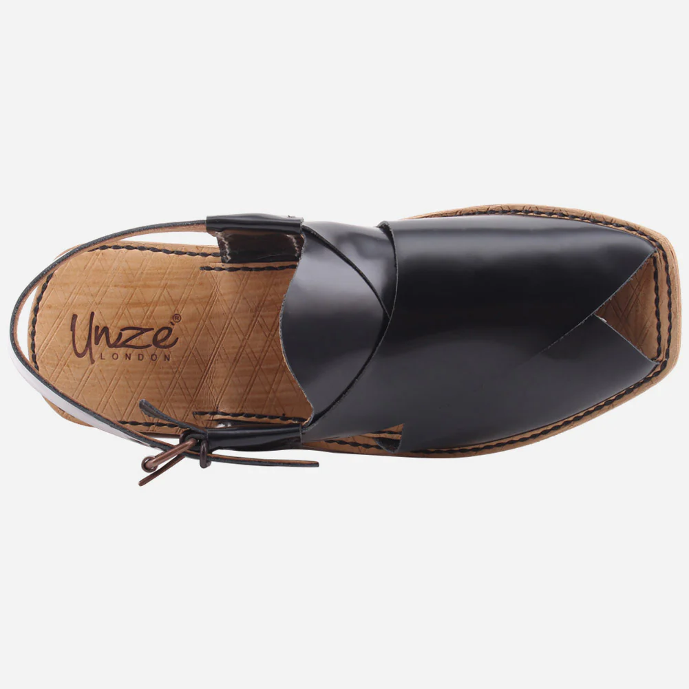 Men "FABIAN" Full Leather Traditional Casual Peshawari Sandals with Buckle Closure - Image 4