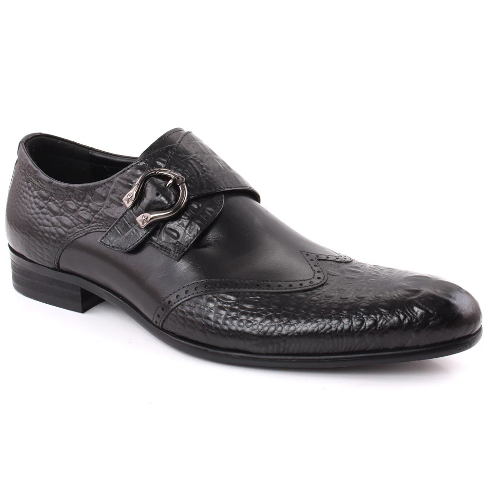 Men “KOLE” Perforated Design Belted Oxford Formal Leather Shoes
