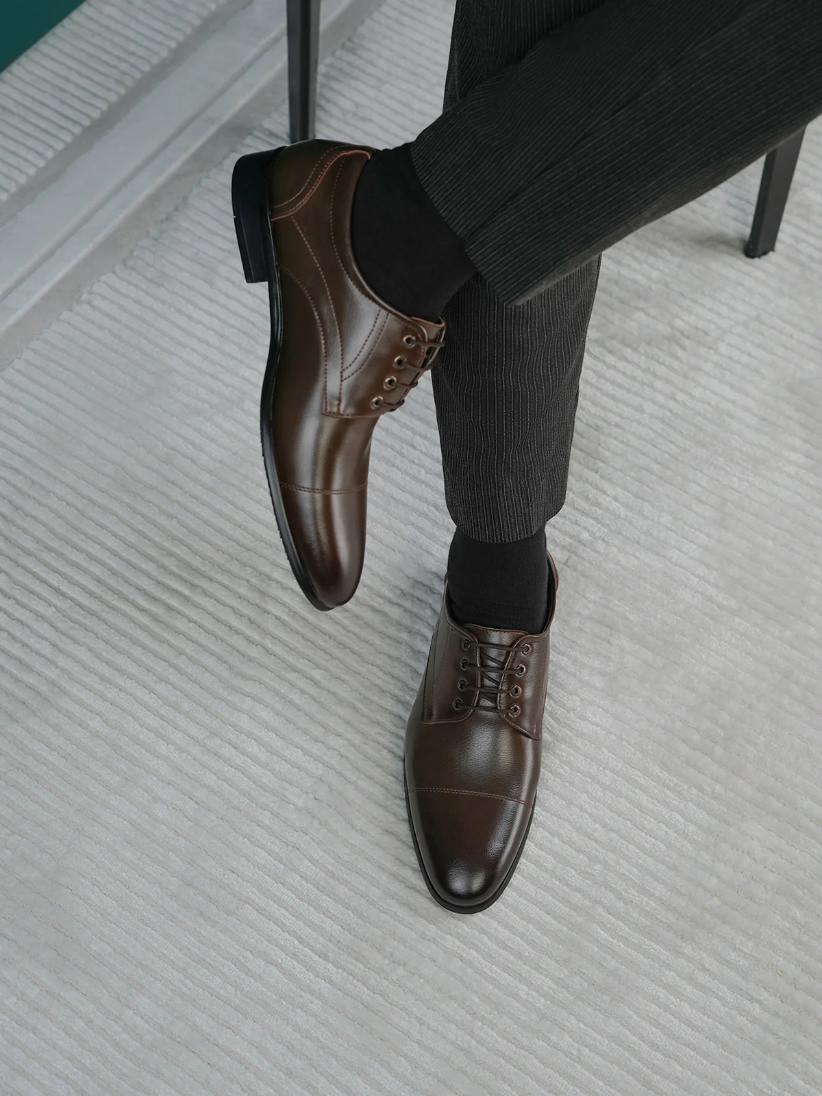 Men "LUKYAN" Lace-Up Leather Formal Shoes - Image 3