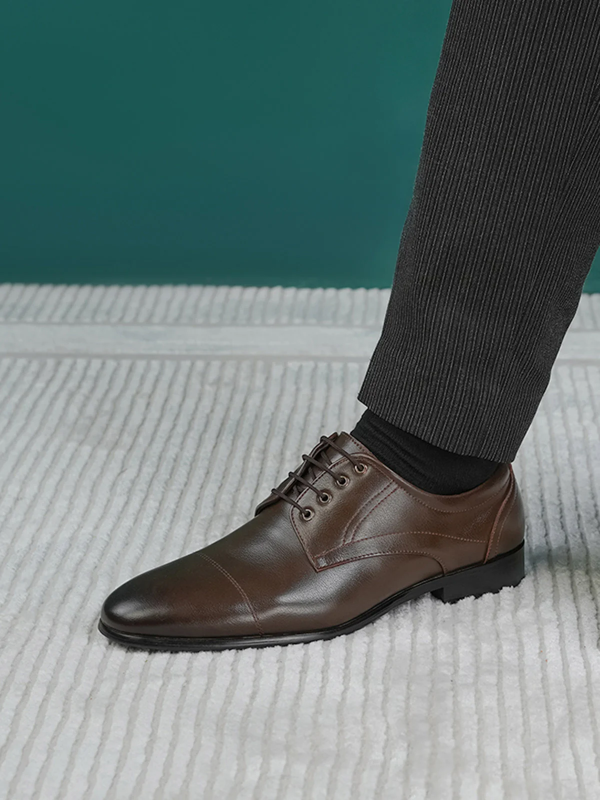Men "LUKYAN" Lace-Up Leather Formal Shoes - Image 6