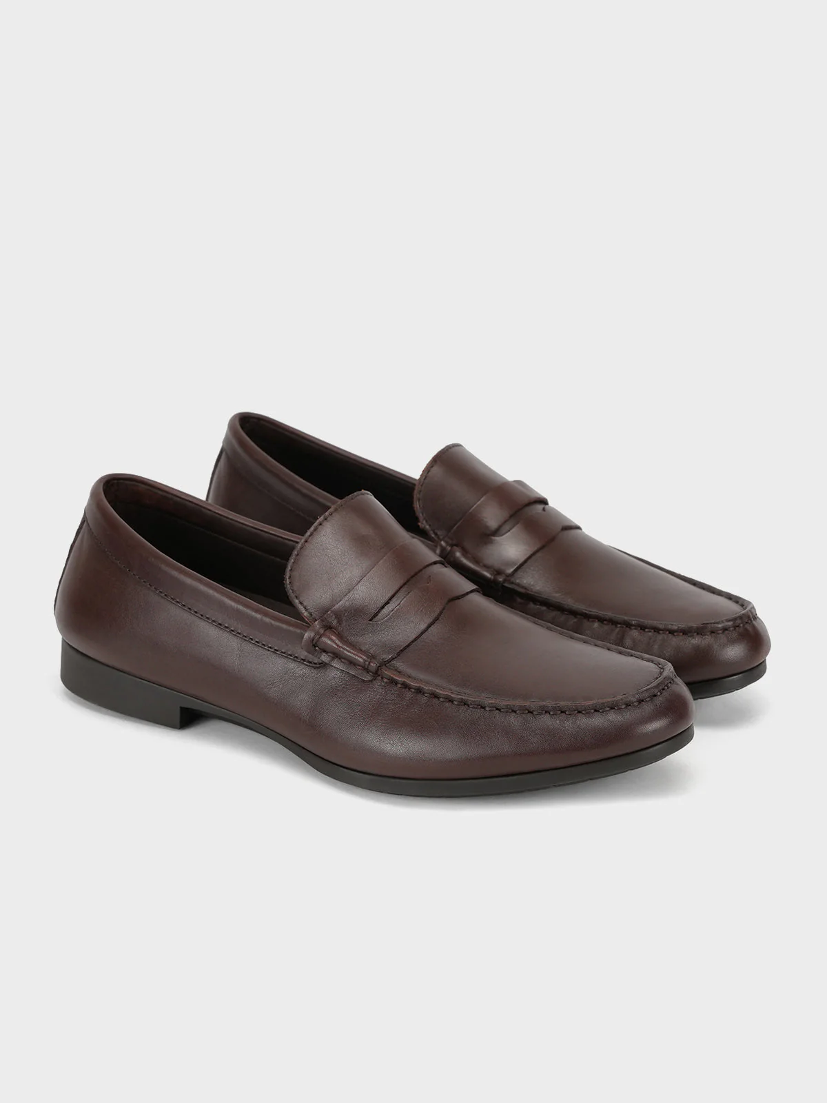 Men "NON" Woven Textured Slip On Casual Leather Moccasin Shoes - Image 2