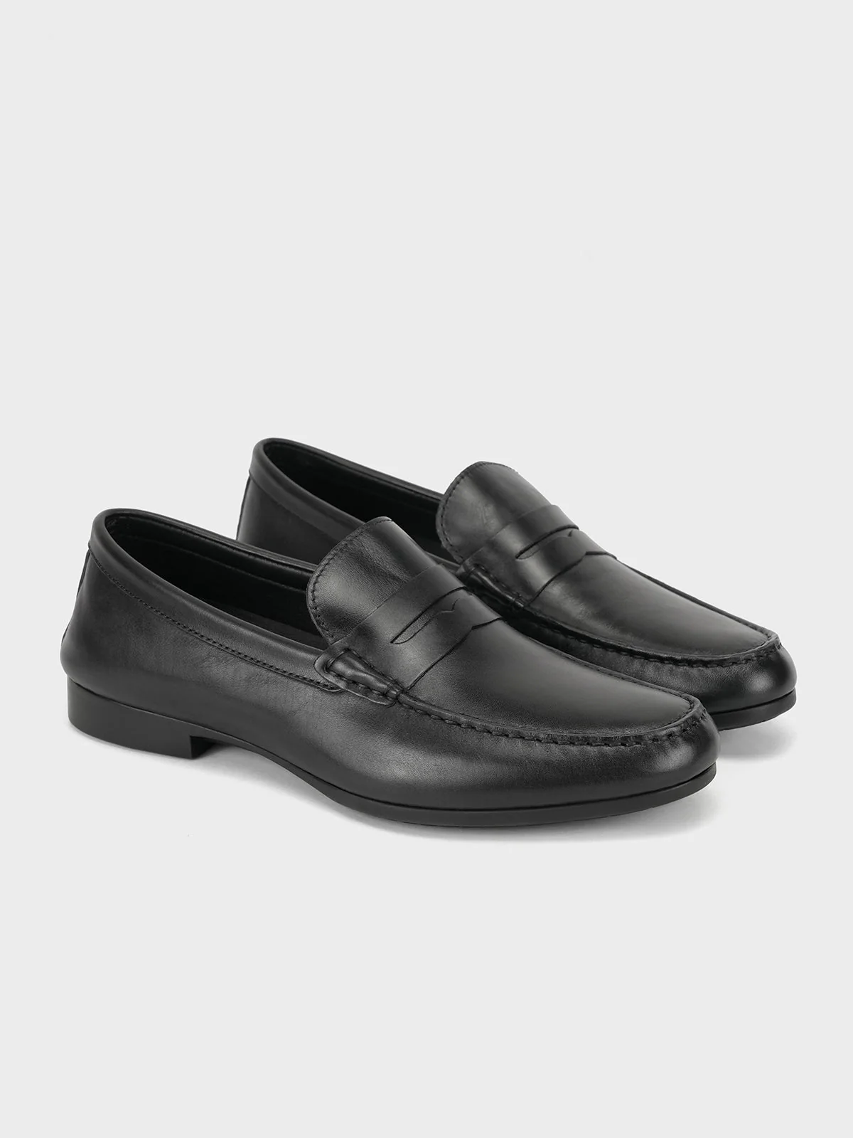 Men "NON" Woven Textured Slip On Casual Leather Moccasin Shoes - Image 2
