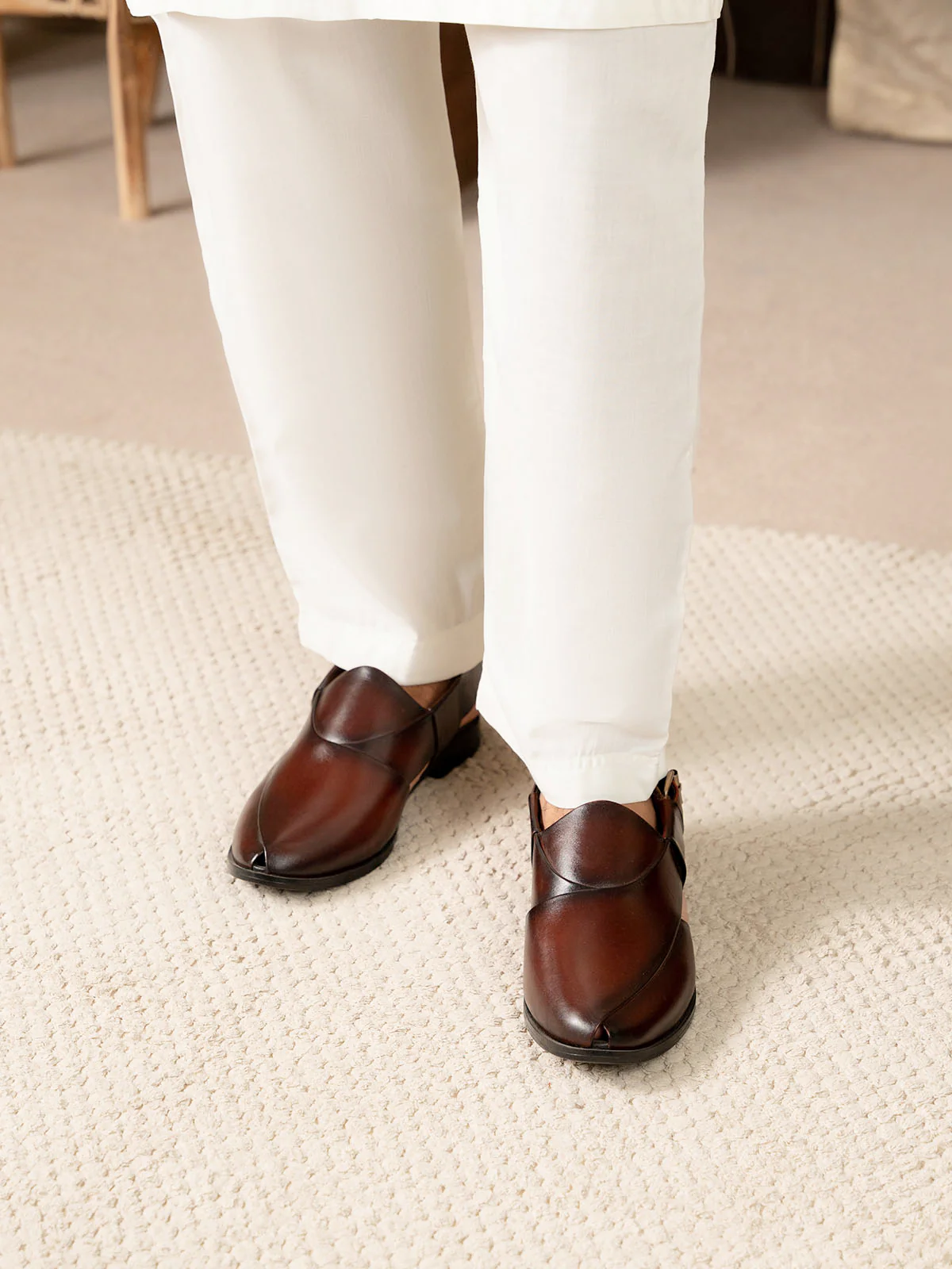 Men "PAYTON" Cross Strap Peshawari Leather Sandals - Image 10