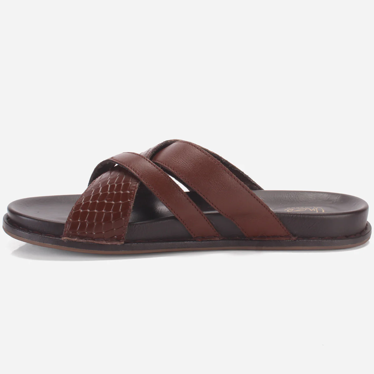 Men "TRIFOGE" Leather Open Toe Summer Flat Slippers - Image 3