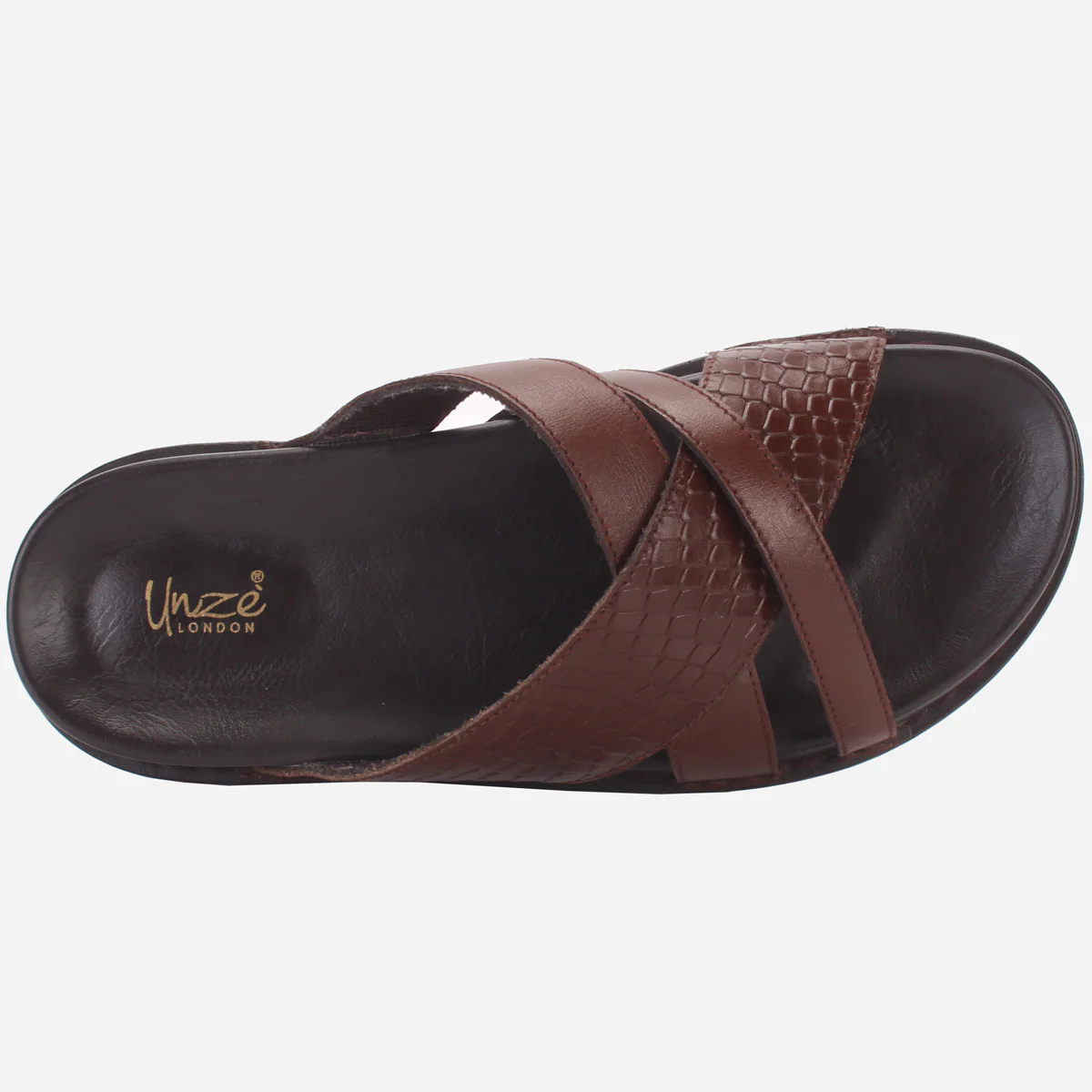 Men "TRIFOGE" Leather Open Toe Summer Flat Slippers - Image 4