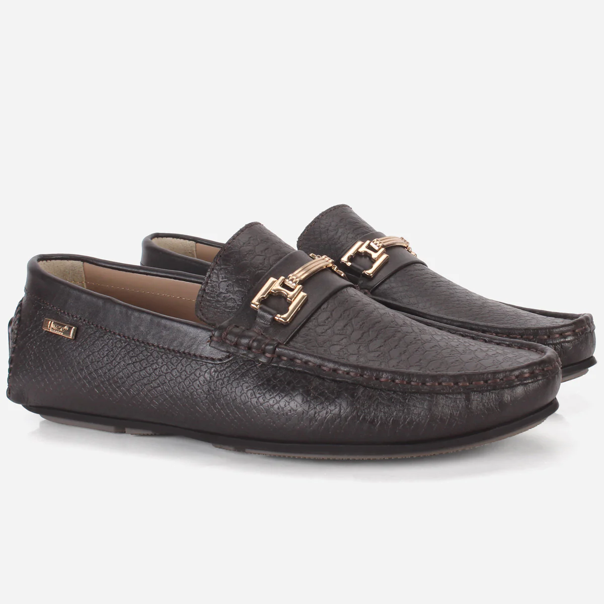 Men's "ALPHA" Textured Leather Moccasins Shoes - Image 2