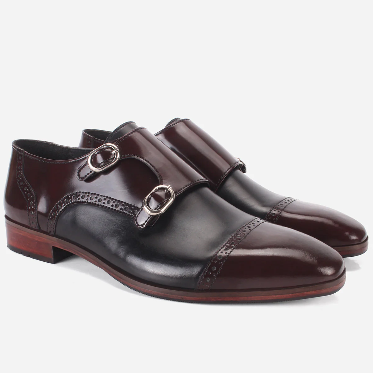 Mens "BLAISE" Double Tone Monk Strap Shoes - Image 2