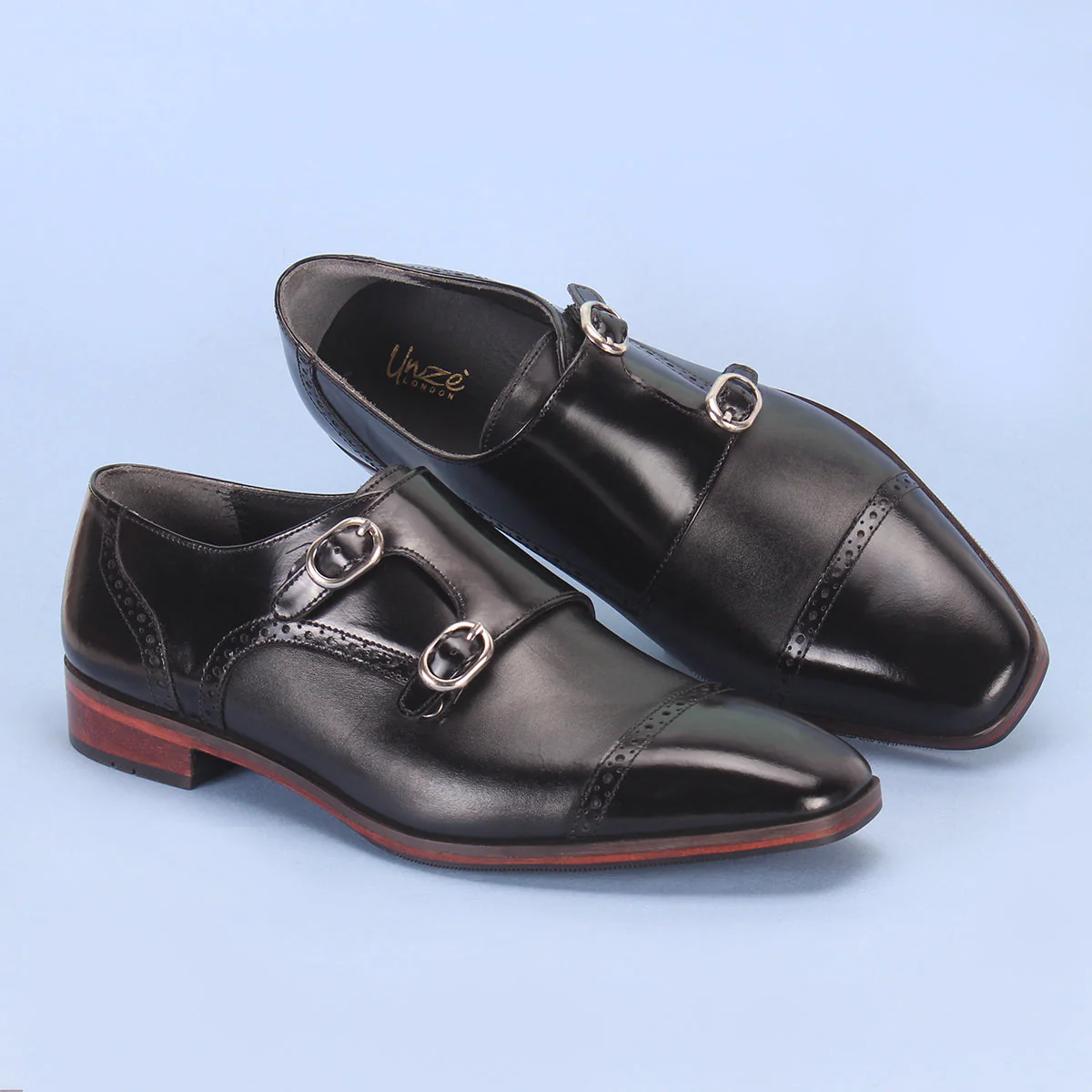 Mens "BLAISE" Double Tone Monk Strap Shoes - Image 6