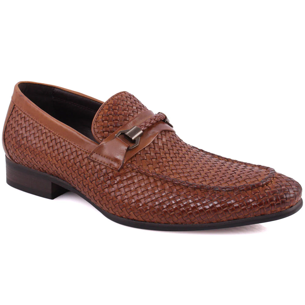 Mens âFLETCHERâ Snake Textured Wing Tip Bit Loafers