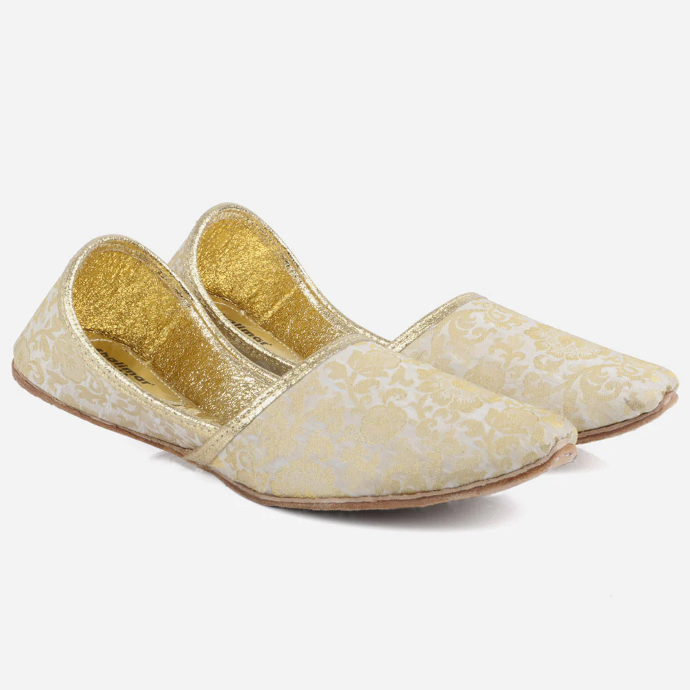 Mens Gents Jamawar Luxury Fabric Groom Leather Shoes Wedding Traditional Indian Khussa Mojaris Pumps Size - Image 2