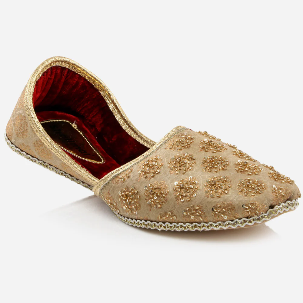 Mens Gents Sequins Embroidered Groom Leather Shoes Wedding Traditional Indian Khussa Mojaris Pumps Size