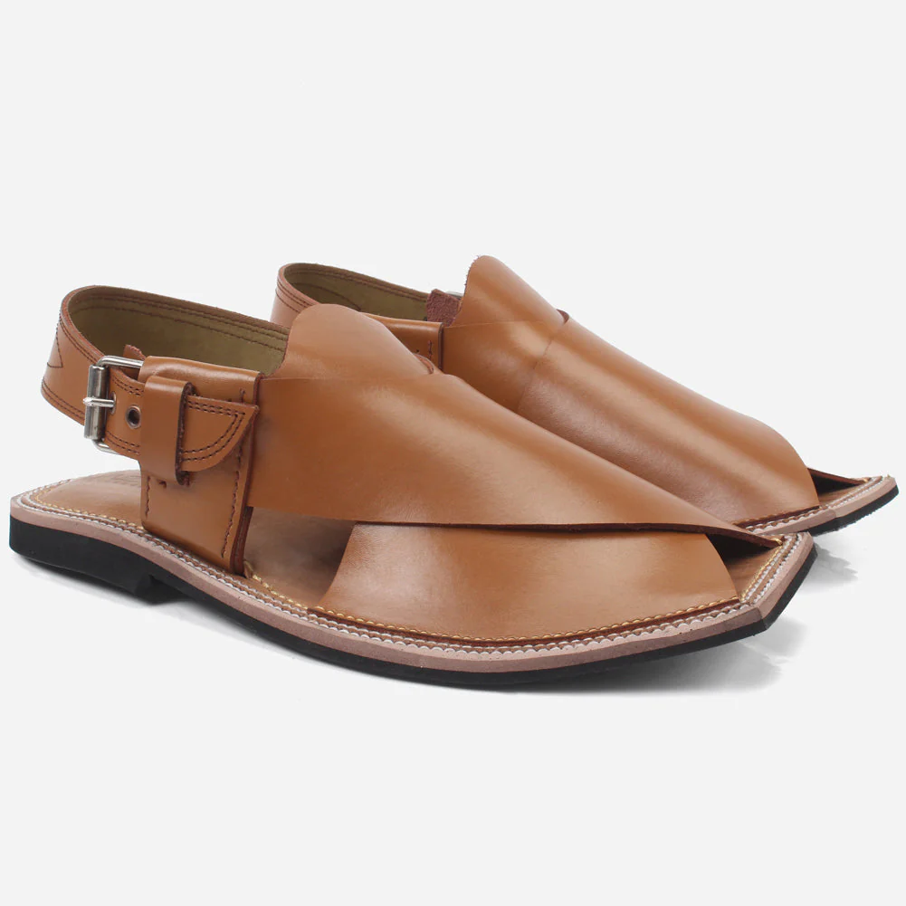 Mens "HADI" Leather Peep-toe Peshawari Sandals - Image 2