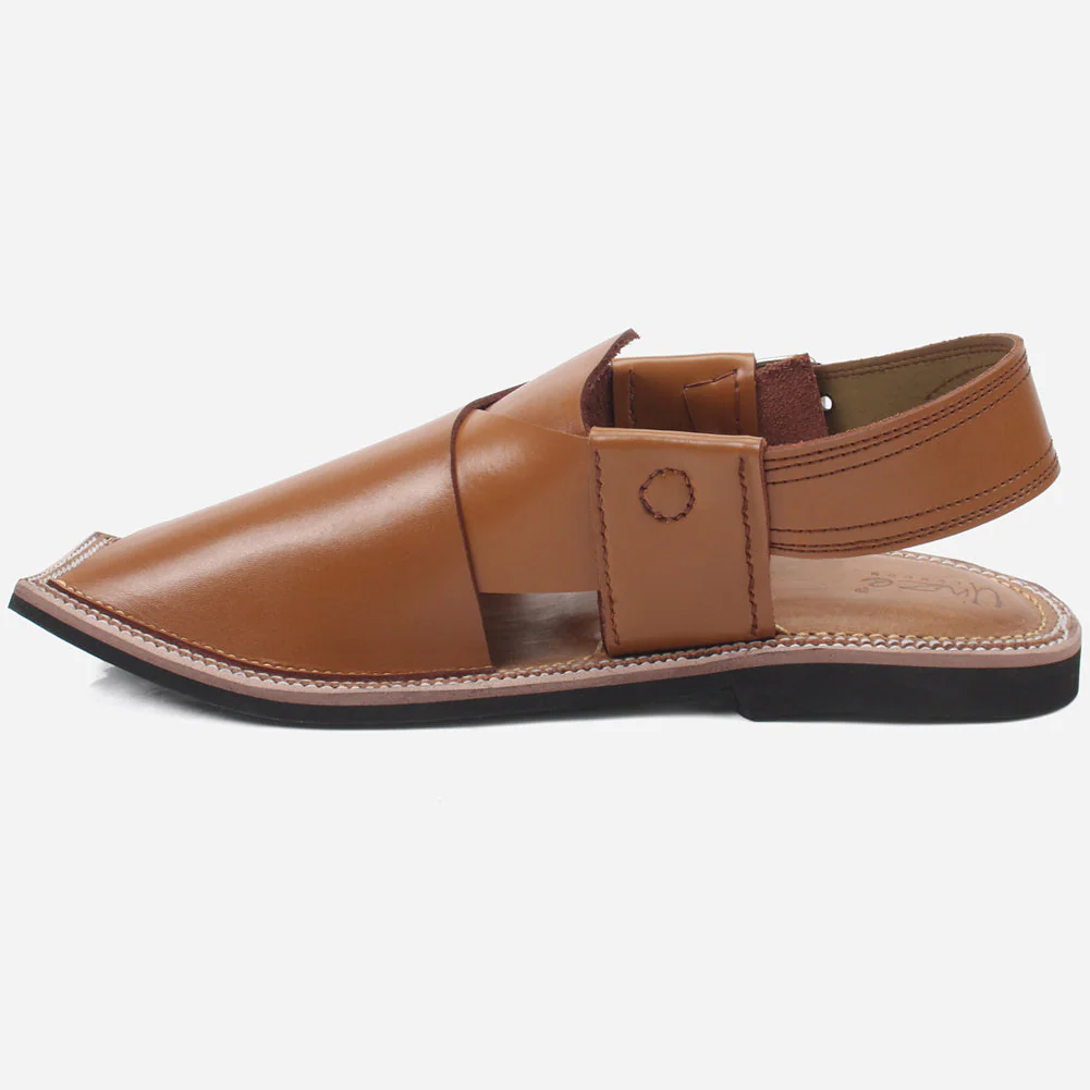 Mens "HADI" Leather Peep-toe Peshawari Sandals - Image 3