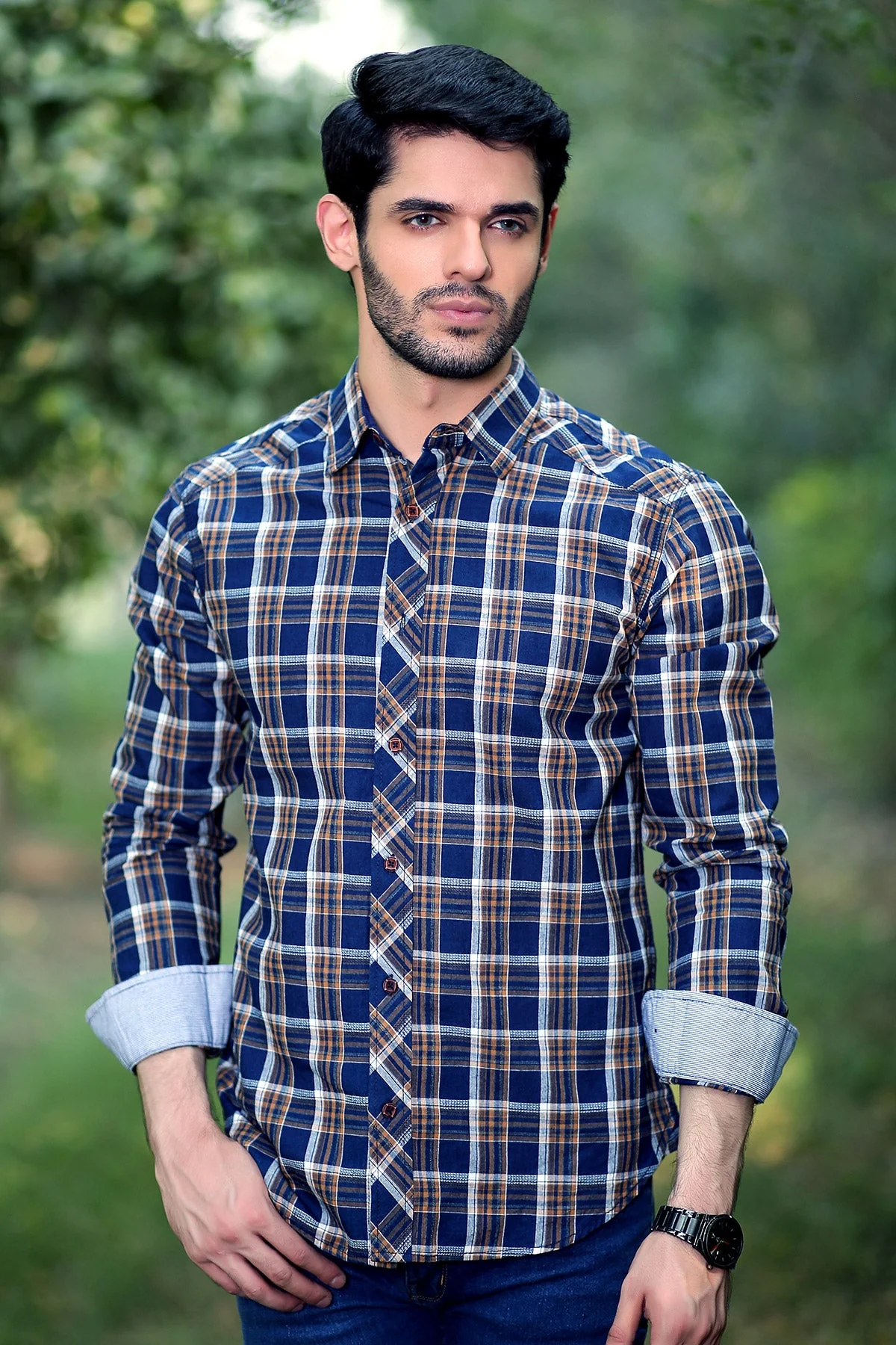 Mens "JAMES" Cotton Full Sleeves Checked Shirt