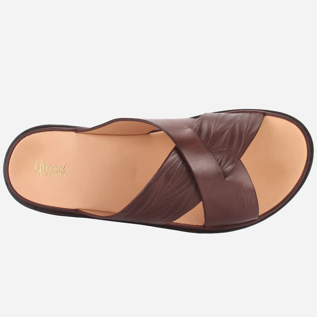 Mens "SENUK" Crossover Strappy Leather Slippers - Image 4