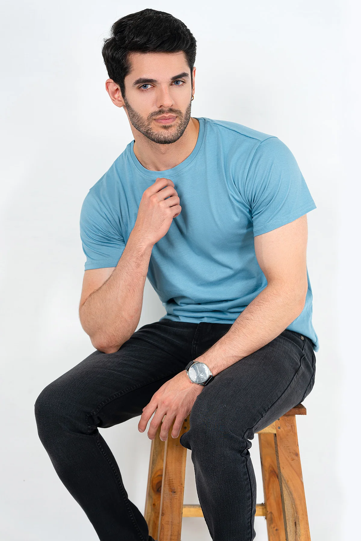 Mens" VINEY" Basic Cotton Crew Neck T-Shirt - Image 5