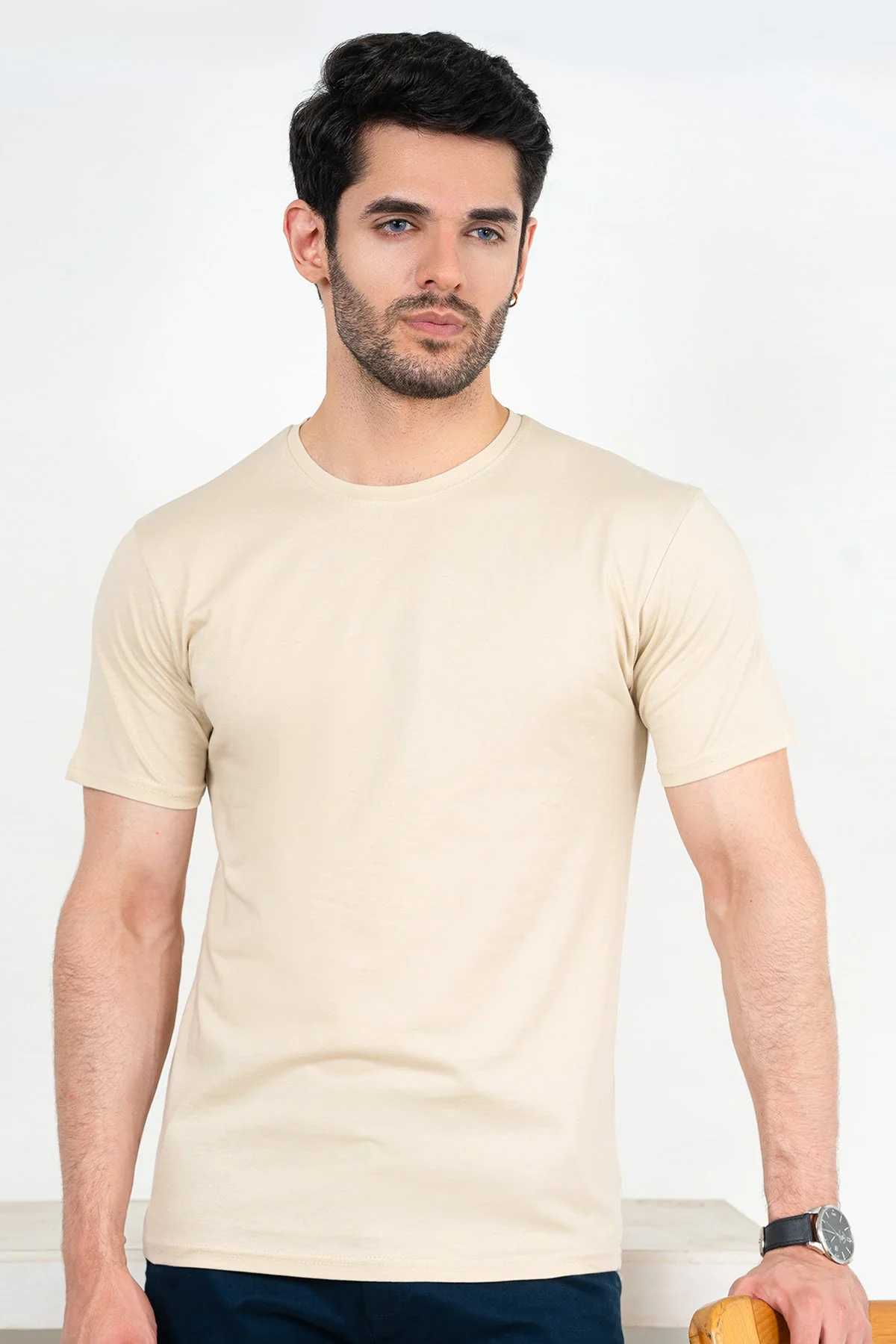 Mens" VINEY" Basic Cotton Crew Neck T-Shirt