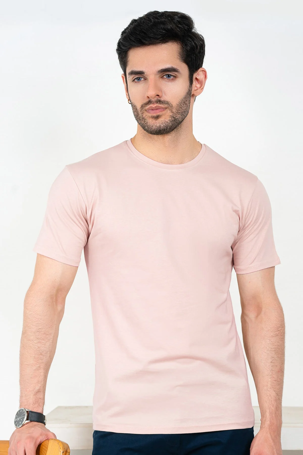 Mens" VINEY" Basic Cotton Crew Neck T-Shirt