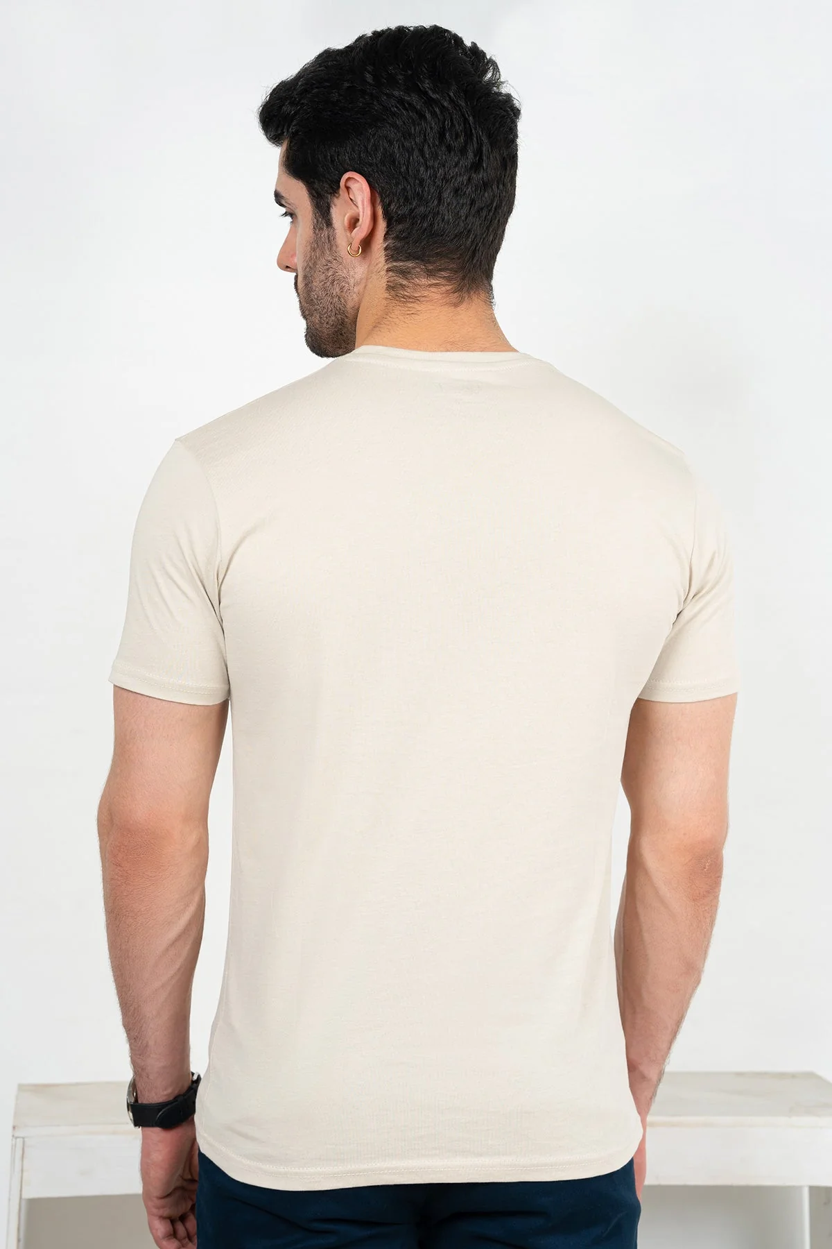 Mens" VINEY" Basic Cotton Crew Neck T-Shirt - Image 4